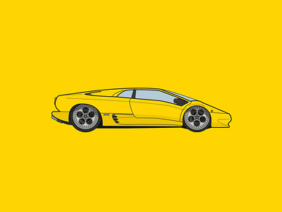 Lamborghini Illustrations adobe illustrator car countach diablo italian mono muira super car v12 vector yellow