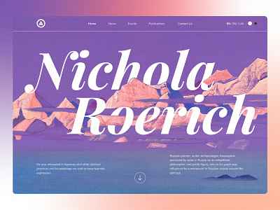 Main banner for Nichola Roerich museum banner design education gradient museum painting typography ui ux webdesign