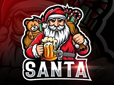 Santa_Christmas badge logo branding character christmas design game logo icon identity illustration league logo mascot logo merry christmas newyear santa santaclaus sports branding team logo vector xmas