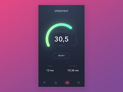 Speedtest clean design download flat mobile app neon speedtest ui ux