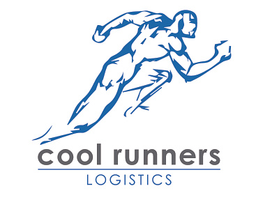 Cool Runners Logistics Logo blue blue and white branding cmyk cool logo design grey icon illustration logistics logistics logo logo logo design logodesign refrigirated transport runner running man sketched vector