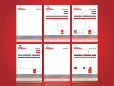 BusinessPrint Stationery branding corporate identity credit note delivery note design grey pantone 485 pantone grey 7 print printing company purchase order red statement stationery tax invoice vector