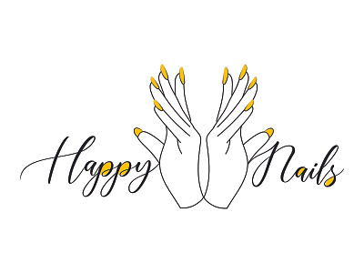 Happy Nails black and yellow black and yellow logo design hands logodesign nails vector yellow yellow logo