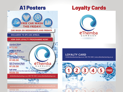 eThemba Posters and Loyalty Cards blue cards carwash cmyk design ethemba icon logo logodesign loyalty card loyalty cards posters red vector