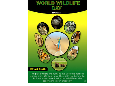 World Wildlife Day Poster graphic design harsenk harsenk design international days poster poster design save wildlife wildlife wildlife poster design wildlifedesign wildlifeposter woldwildlifeday
