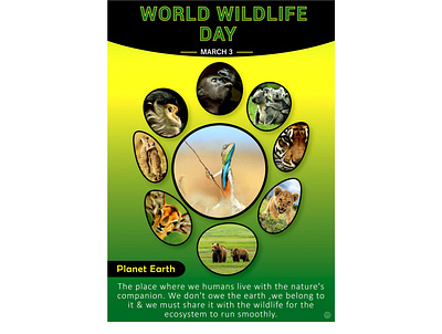 World Wildlife Day Poster graphic design harsenk harsenk design international days poster poster design save wildlife wildlife wildlife poster design wildlifedesign wildlifeposter woldwildlifeday