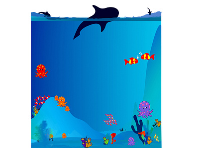 Underwater Scene Illustration deep sea plants deep sea scene deep sea water fish fish illustration graphic design illustration ocean bed ocean illustration octopuses sea sea bed sea plants underwater scene underwater scene illustration underwater scenery water whale