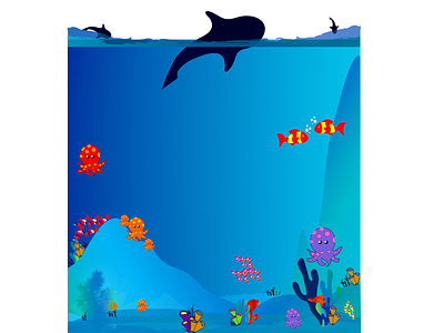 Underwater Scene Illustration deep sea plants deep sea scene deep sea water fish fish illustration graphic design illustration ocean bed ocean illustration octopuses sea sea bed sea plants underwater scene underwater scene illustration underwater scenery water whale