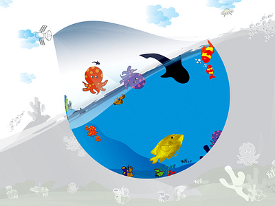 Illustration Underwater design globe graphic design illustration illustration underwater ocean bed ocean scene sea bed underwater fish underwater world vector water scene