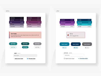 Gemini Design System - Before & After alert before after before and after button color palette comparison component component library design design system form library system type scale ui ux