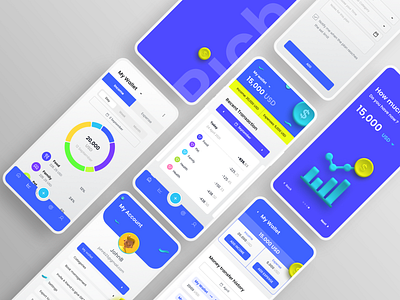 Personal Financial management App 3d app application blue chart creative design financial management greatdesign ios minimal mobile money plan save ui uiuxdesign ux
