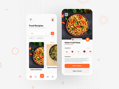 Food Recipes App app app design creative creator design design app designer dribbbler dribble shot minimal popular popular design popular shot recipe trend trends ui uiux ux