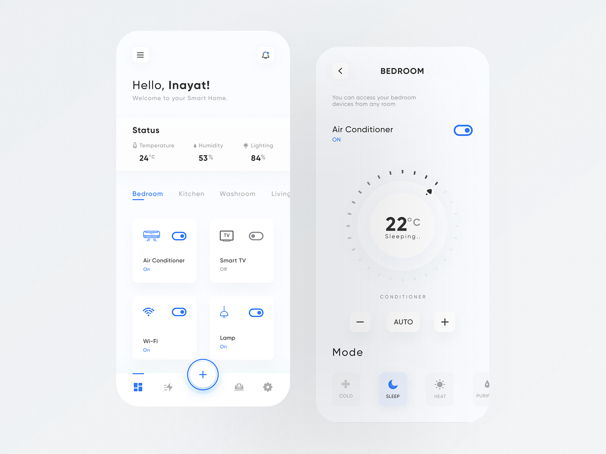 Smart Home App by Inayat Naqvi on Dribbble