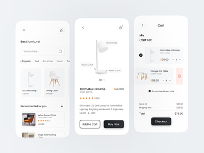 Furniture e-commerce App app app design design designer dribble shot e commerce furniture e commerce app inspiration interface minimal mobile product ui user interface ux