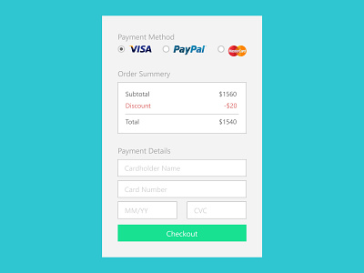 Credit Card Checkout daily ui ui deisgn web design
