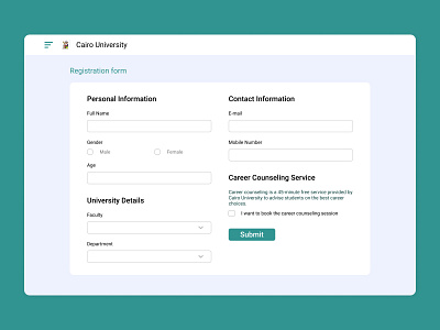 student information ui design