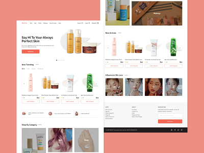 Skincare website UI branding cosmetics design landingpage makeup skin care ui ui deisgn user flow web design website