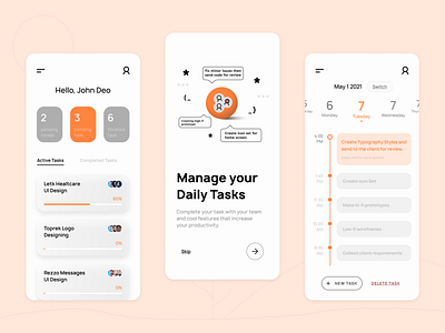 Task Manager Mobile App Design concept design design inspiration illustration minimal task manager typography ui uiux vector
