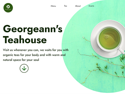 Tea house landing page hero section