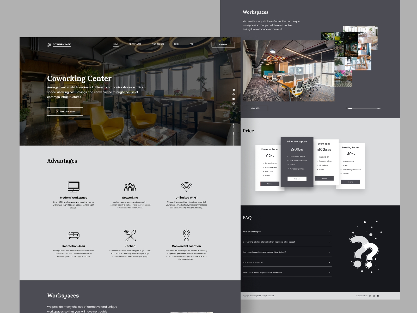 Coworking Landing Page by Abdulaziz on Dribbble