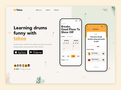 Drums Learning App - Landing Page