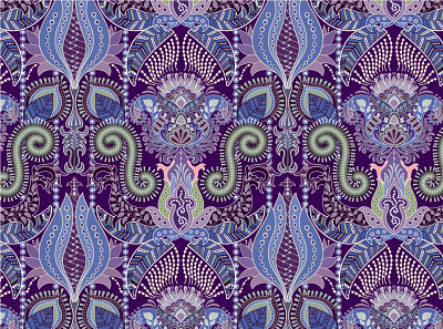 Lilac green Indian motives background design floral pattern illustration india paisley vector wallpaper