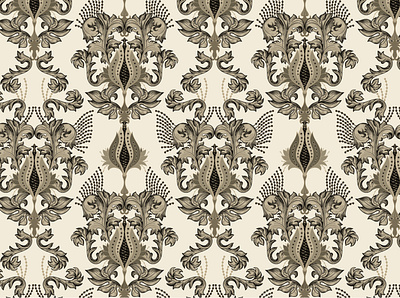 Baroque pattern floral wallpaper