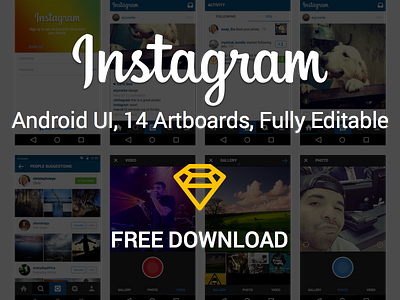 Instagram Android UI Freebie android free freebie instagram material design sketch ui ui kit