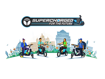 Supercharged for the Future bike branding creatives design graphic design illustration new painting ui vector wall art wall painting