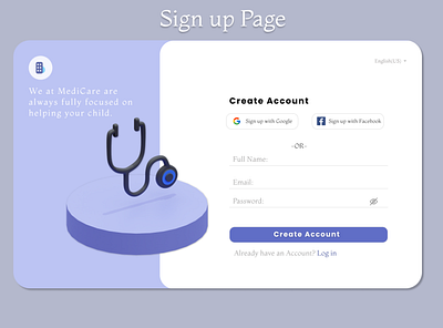 Sign-up page for a clinic or medical website figma ui design web design webdesign website