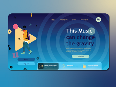 Music Site Landing Page adobe illustrator adobe xd blue branding design graphicdesign typography ui uidesign vector