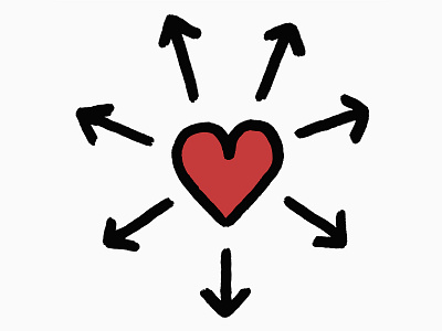 Spread Love Symbol arrow arrows art black heart icon illustration logo logo design logodesign love outward red sign symbol symbol icon