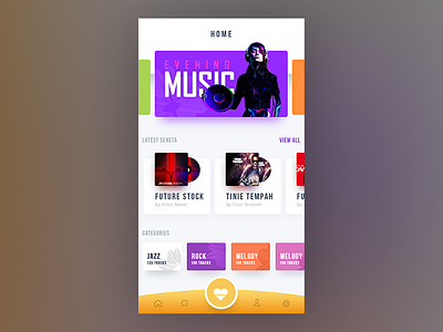 Music app evening music online tracks ui ux