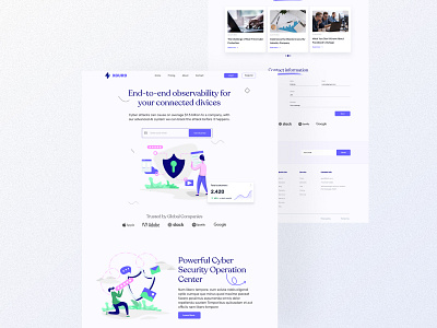 Cyber Security Service Landing Page cyber cyber attacks cyber security website cyber threats figma hacking internet security landing page network security protection security security patch security product vulnerability