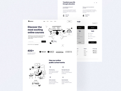 Notion E-Learning Landing Page Design application black white course e learnin education website figma illustration learning platform notion online learning platform product design student ui