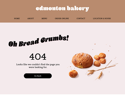 404 Error - Edmonton Bakery 404 error page bakery page not found practice ui webdesign