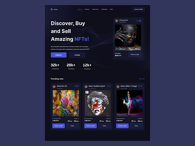 NFT Market place 100daychallenge dailyui dailyuichallenge dark theme nft nft design nft marketplace ui design uiux web3