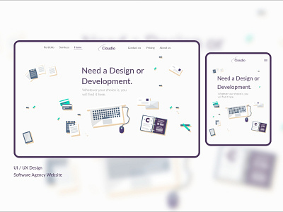 Software Agency Web Design adobe illustrator adobe xd agency cloud clouds design development illustraion purple responsive responsive design responsive web design responsive website design software uiux vector vectors white xd design