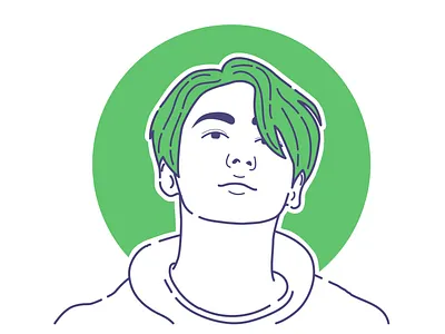 Jungkook 2d art bts cartoon flat art illustration illustration art jungkook kpop line art portrait vector