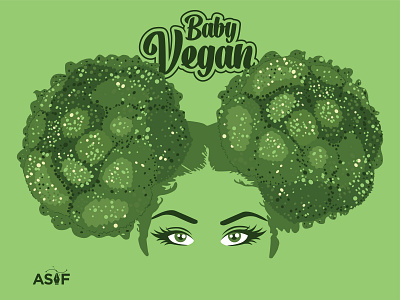 Baby Vegan afro afro american asifhaque07 design girl graphic design illustration illustration art merchandise vector vegan