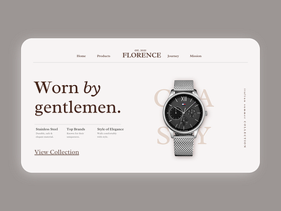 Florence - Higher End Watches branding class concept design ecommerce elegance graphic design high end landing page landing page ui ui uidesign uxdesign watch watches
