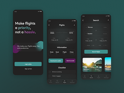 ✈️ Flight Booking App app branding dark mode darkmode design flight graphic design mobile modern plane ui uidesign uxdesign