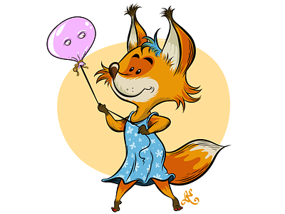 Crazy Foxy Character animal cartoon children colorful comission crazy cute drawing fox funny