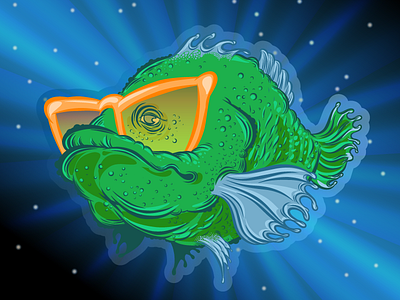 Space Fish - Cool Glasses advertising art character cool creature design fantasy fish kokomba space sticker