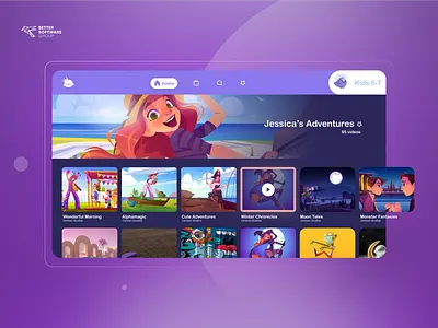 Custom Roku channel: Intuitive VOD app for Kids business design film kids live movie netflix ott platform player roku rokuapp service stream streaming tvapp ui video videoapp vod