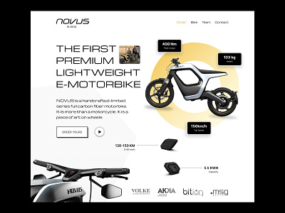 Novus - Electric bike landing page design