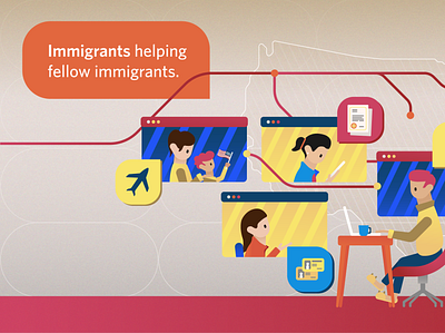 Immigrants helping fellow immigrants adobe illustrator commission digital art digital illustration illustator illustrations law firm law firm illustration law office commission