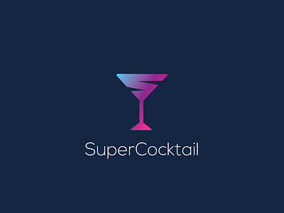 Super Cocktail art bar cocktail design drink glass letter logo mark negative space s super
