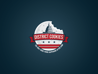 District Cookies logo america art cookies design identity illustration logo mark moon retro symbol usa