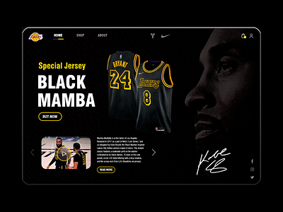 Website Concept Lakers Black Mamba concept design design landing page landing page ui landingdesign ui ux web websiteconcept